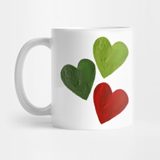 Scattered Hearts - Green and Red Mug